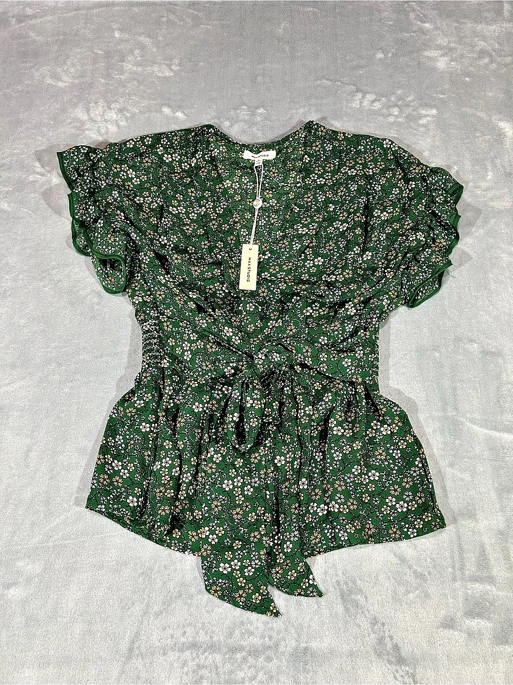 Max Studio Gryessda Floral Mini Dress in Green Small NWT